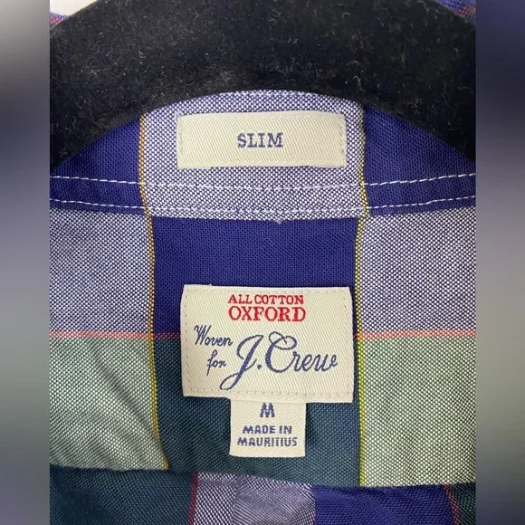 J. Crew Plaid Blue Green White Long Sleeve Button Down Shirt Casual Men’s Medium - Picture 3 of 14